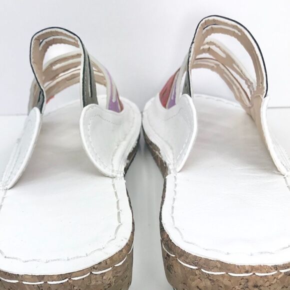 Crisp White Slide Cork Sandals with 3 Color Straps- Like New - Picture 7 of 9